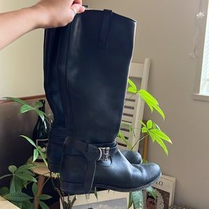 Frye Black Leather Mid-Calf Boots